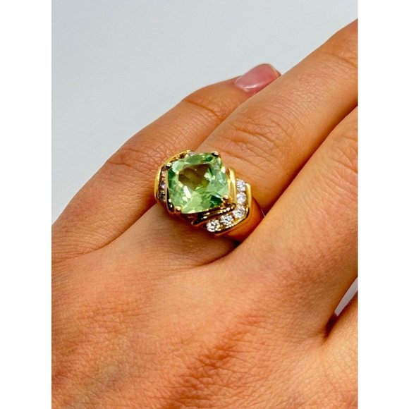 925 STERLING SILVER GOLD PLATED CZ RING SIZE 6 - Picture 6 of 9